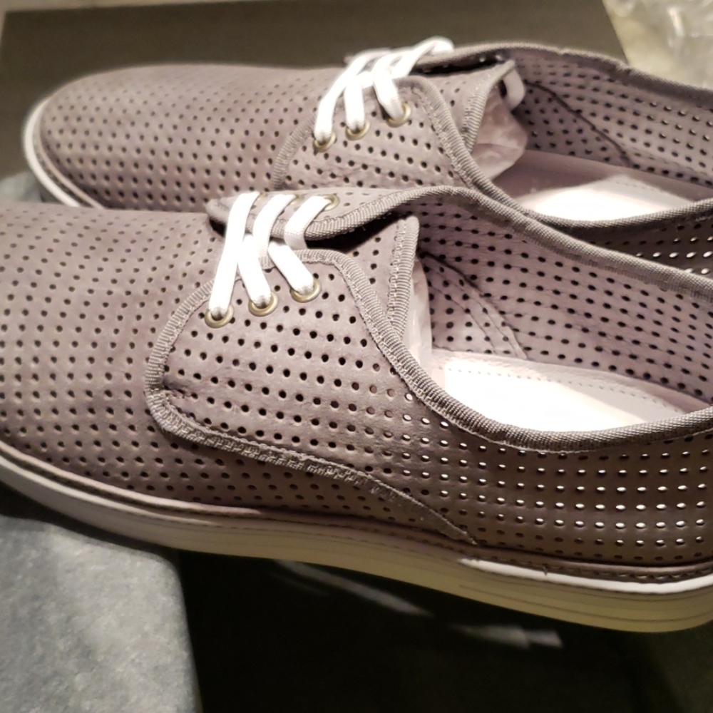 Bacco Bucci ITALY Perforated Suede Leather Sneakers Shoe Men's 11 NEW NIB Grey - Picture 12 of 13